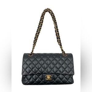 ✨$6700✨ Chanel Black Lambskin Double Flap Shoulder Bag